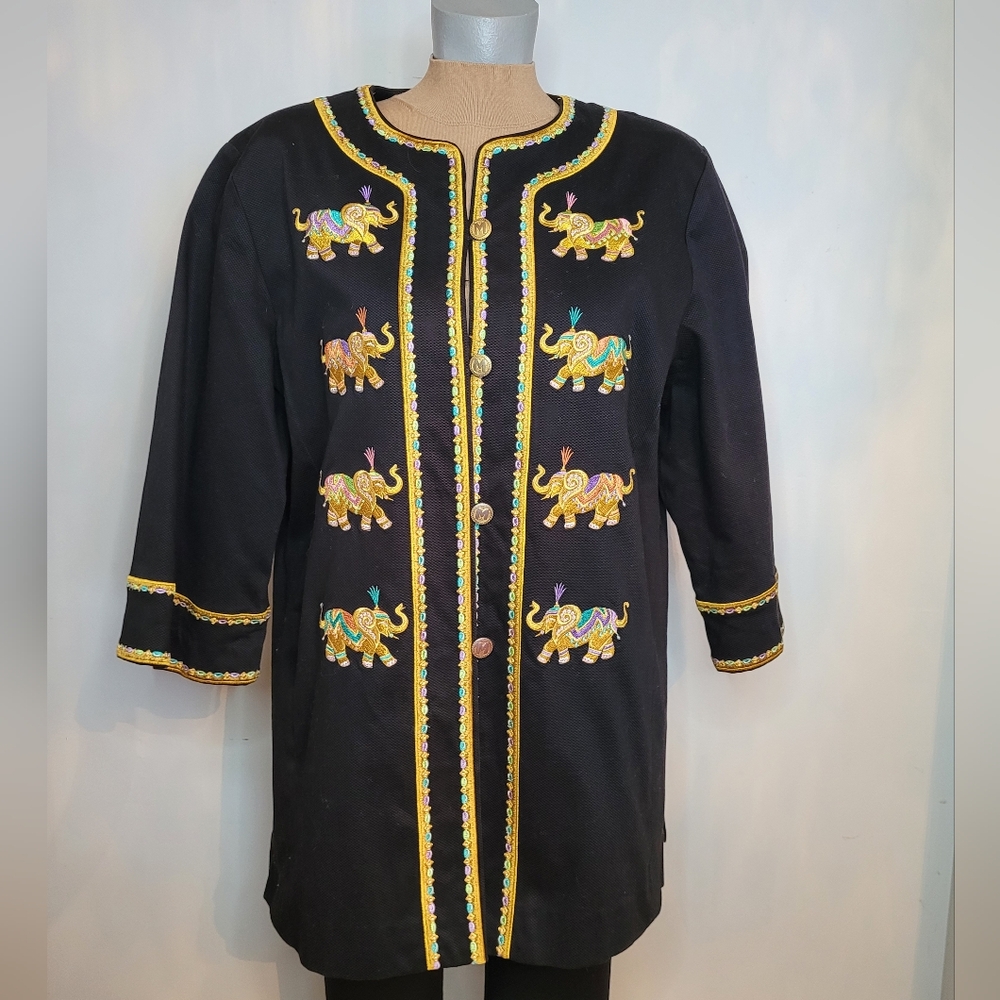 Bob Mackie Black Wearable Art Jacket - image 1